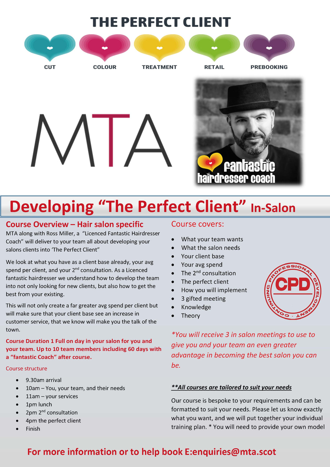 In-Salon Day - Developing “The Perfect Client” The Journey to 5 Star Clients. No need for new clients. (Includes your own CoachA course delivered by Ross Miller a licenced 