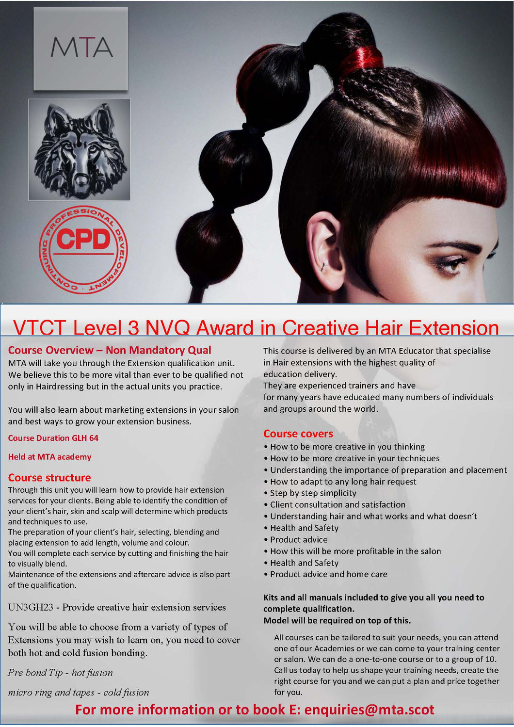 VTCT Level 3 NVQ Award in Creative Hair Extension