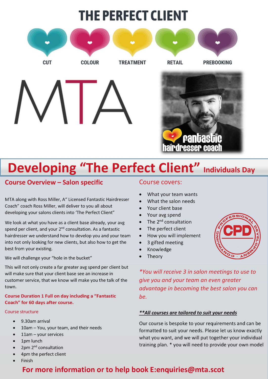 2 places on “The Perfect Client” The Journey to 5 Star Clients.No need for new clients MTA241 -  A course delivered by Ross Miller, a licensed 